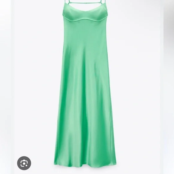 Zara | Dresses | Nwt Zara Mint Green Strappy Satin Dress | Poshmark